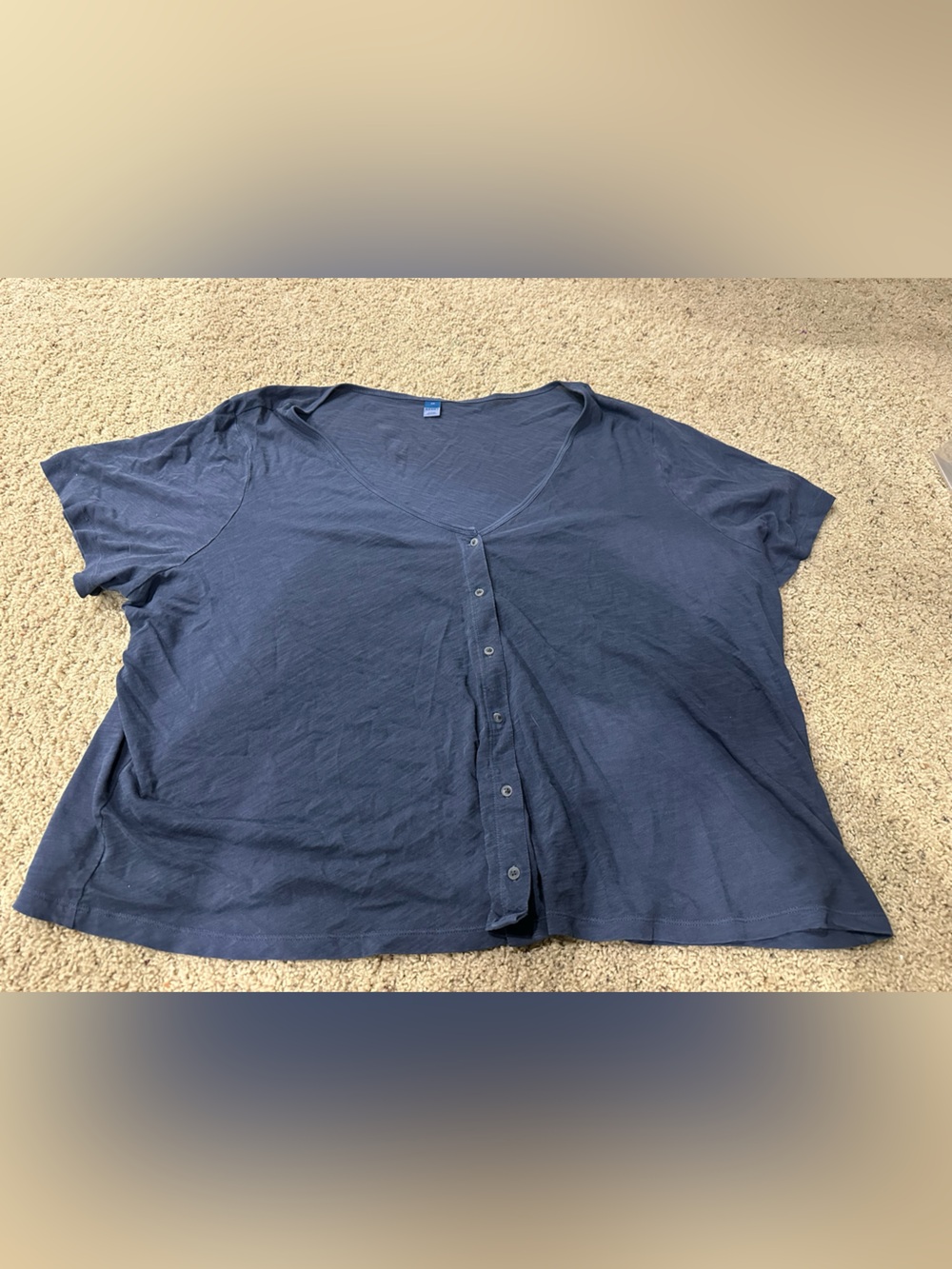 Old Navy Navy Button-Front Casual Henley